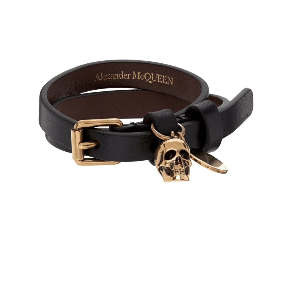 SOLD** Alexander McQueen Black Double Wrap Skull Bracelet